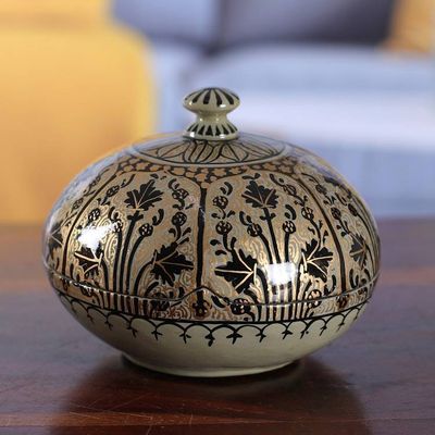 Alternate image for Nature-Themed Papier Mache and Wood Decorative Box Large Kashmir Marvel