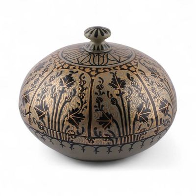 Alternate image for Leafy Folk Art-Themed Papier Mache and Wood Decorative Box Kashmir Marvel