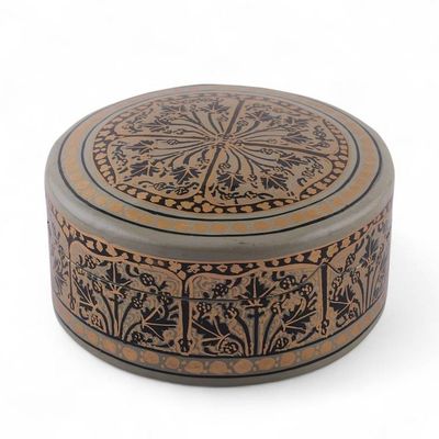 Alternate image for Hand-Painted Papier Mache Decorative Box with Leafy Details Kashmir Cycle