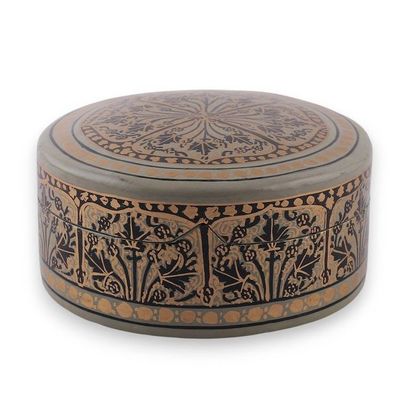 Alternate image for Hand-Painted Papier Mache Decorative Box with Leafy Details Kashmir Cycle