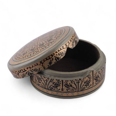 Alternate image for Hand-Painted Papier Mache Decorative Box with Leafy Details Kashmir Cycle