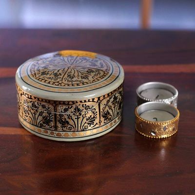 Alternate image for Hand-Painted Papier Mache Decorative Box with Leafy Details Kashmir Cycle