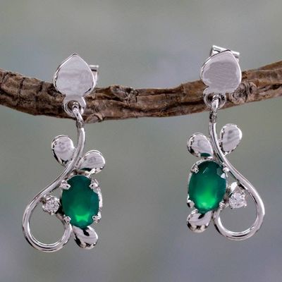 Primary image for Fair Trade Sterling Silver and Green Onyx Earrings Forest Dream