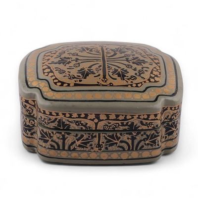 Alternate image for Kashmir-Inspired Leaf-Themed Black and Golden Decorative Box Kashmir Puissance