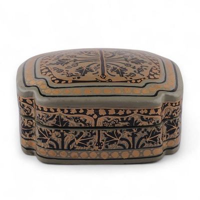 Alternate image for Kashmir-Inspired Leaf-Themed Black and Golden Decorative Box Kashmir Puissance