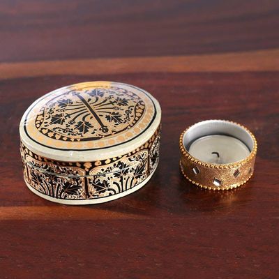 Alternate image for Artisan-Made Leaf-Themed Papier Mache Decorative Box Small Kashmir Wonder