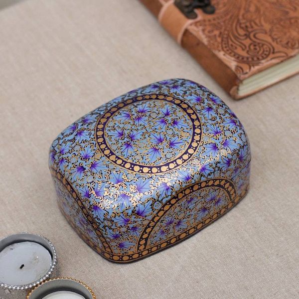 Alternate image for Floral Papier Mache and Wood Decorative Box Painted by Hand Lovely Garden