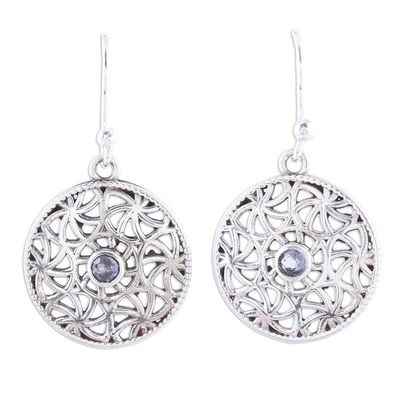 Alternate image for Iolite and Sterling Silver Dangle Earrings from India Circular Stars