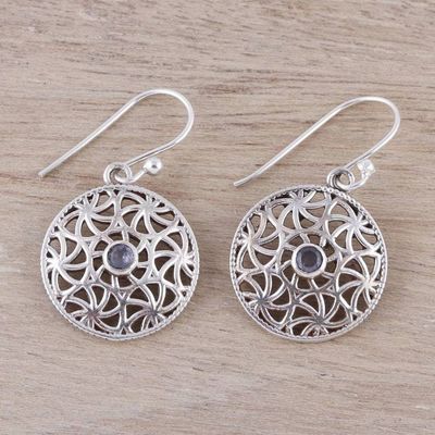 Alternate image for Iolite and Sterling Silver Dangle Earrings from India Circular Stars