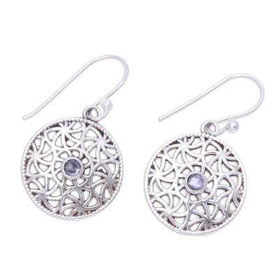 Alternate image for Iolite and Sterling Silver Dangle Earrings from India Circular Stars