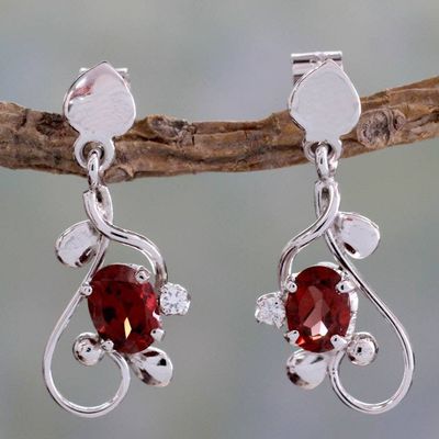 Alternate image for 2 Carat Garnet and Sterling Silver Earrings Real Love