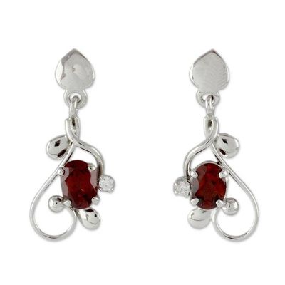 Alternate image for 2 Carat Garnet and Sterling Silver Earrings Real Love