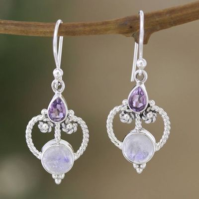 Primary image for Sterling Silver Dangle Earrings with Purple Gemstones Purple Mansion