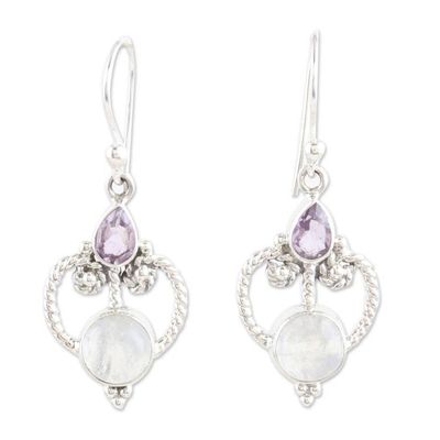 Alternate image for Sterling Silver Dangle Earrings with Purple Gemstones Purple Mansion