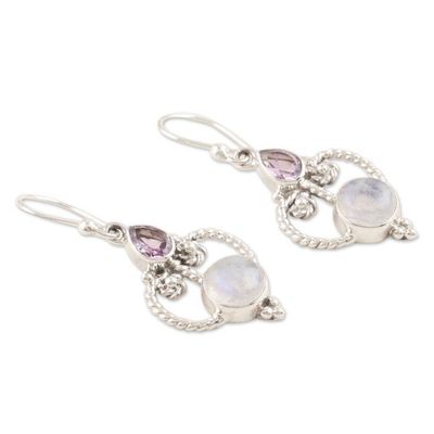 Alternate image for Sterling Silver Dangle Earrings with Purple Gemstones Purple Mansion