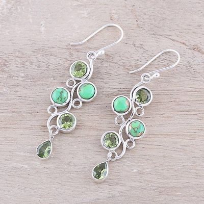 Alternate image for Peridot and Composite Turquoise Dangle Earrings from India Green Sheen