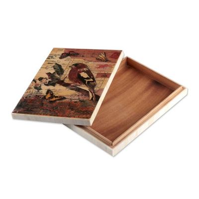 Alternate image for Nature-Inspired Hand-Carved Decorative Box Made in India Sylvan Unison