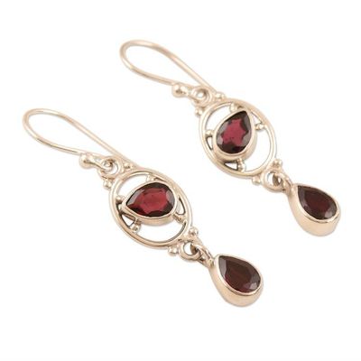 Alternate image for Garnet and Sterling Silver Dangle Earrings from India Balanced Glow