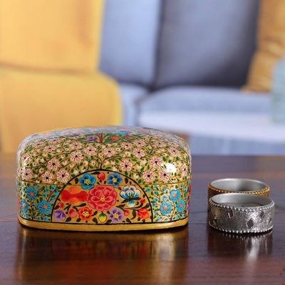 Alternate image for Floral Hand-Painted Papier Mache Decorative Box from India The Prosperous Spring