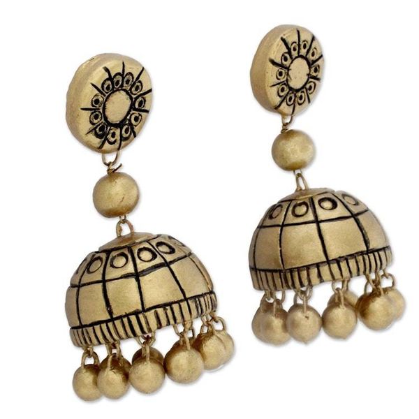 Alternate image for Handmade Ceramic Chakra Earrings in Gold Color Golden Chakra