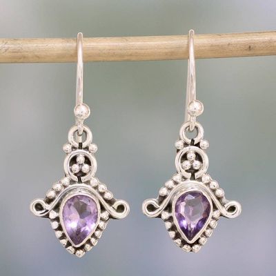 Primary image for Amethyst and Sterling Silver Teardrop Earrings from India Dotted Delight