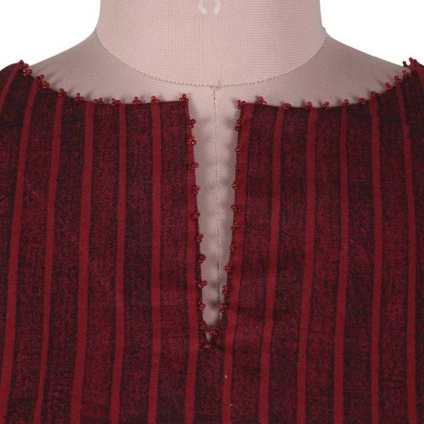 Alternate image for Striped Asymmetrical Sleeveless Red Black Cotton Tunic Dress Red Summer
