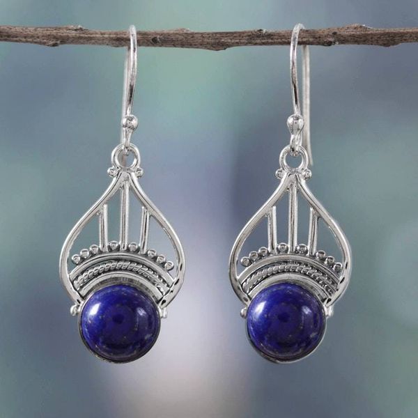 Alternate image for Polished Tiara-Inspired Lapis Lazuli Dangle Earrings Royal Tiara