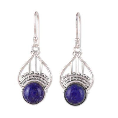 Alternate image for Polished Tiara-Inspired Lapis Lazuli Dangle Earrings Royal Tiara