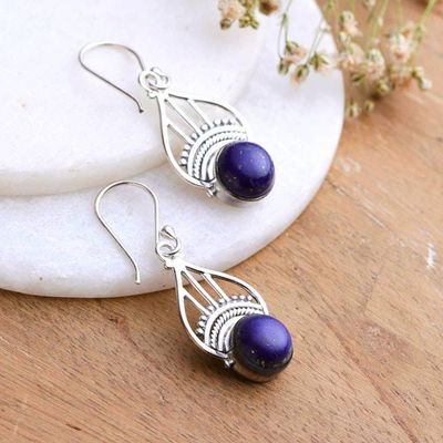 Alternate image for Polished Tiara-Inspired Lapis Lazuli Dangle Earrings Royal Tiara