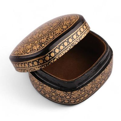 Alternate image for Black Gold Painted Papier Mache and Wood Leaf Decorative Box Midnight Vine