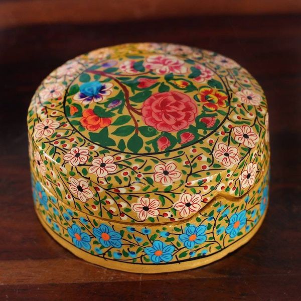 Alternate image for Baroque-Inspired Floral Round Papier Mache Decorative Box The Eternal Spring