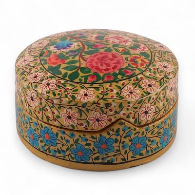 Alternate image for Baroque-Inspired Floral Round Papier Mache Decorative Box The Eternal Spring