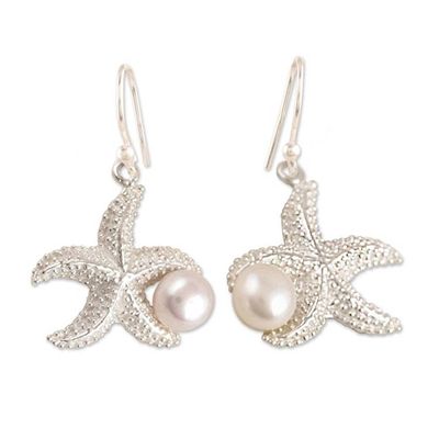 Alternate image for Artisan Crafted Cultured Pearl Earrings Starfish at Play