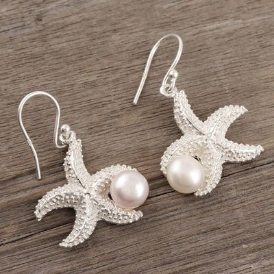 Alternate image for Artisan Crafted Cultured Pearl Earrings Starfish at Play