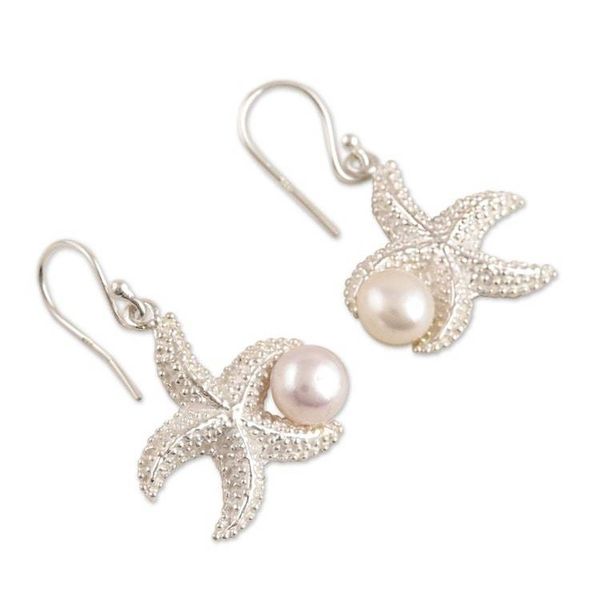 Alternate image for Artisan Crafted Cultured Pearl Earrings Starfish at Play
