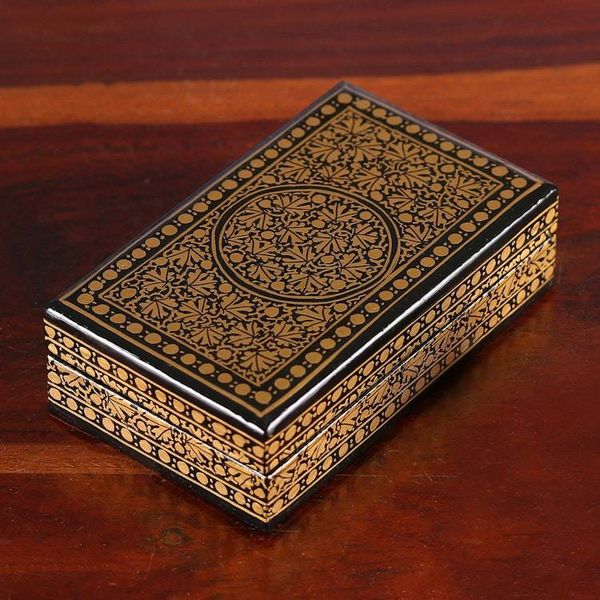 Alternate image for Rectangular Painted Papier Mache Wood Leaf Decorative Box Nightfall Vine