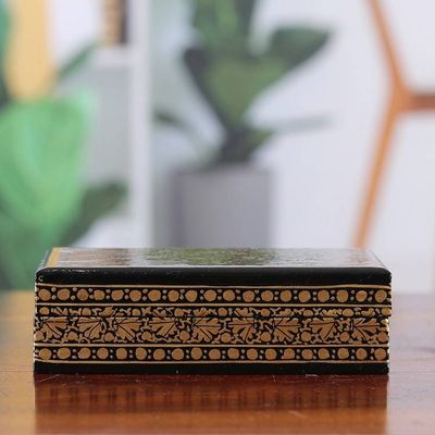 Alternate image for Rectangular Painted Papier Mache Wood Leaf Decorative Box Nightfall Vine