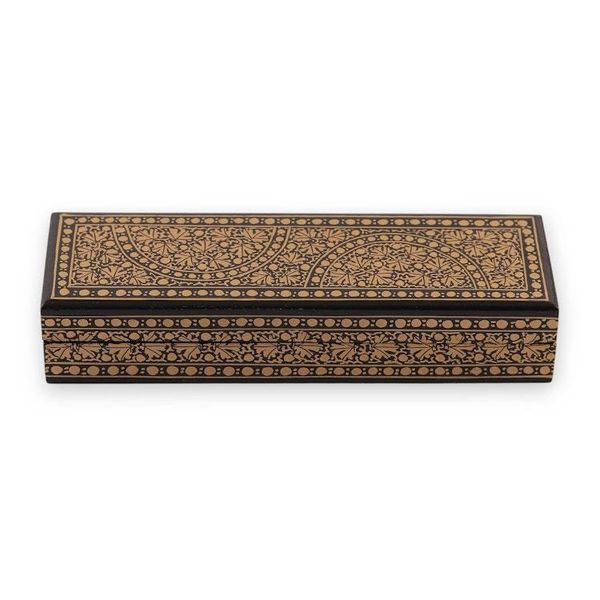 Alternate image for Large Papier Mache Wood Decorative Box with Leaf Designs Evening Vine