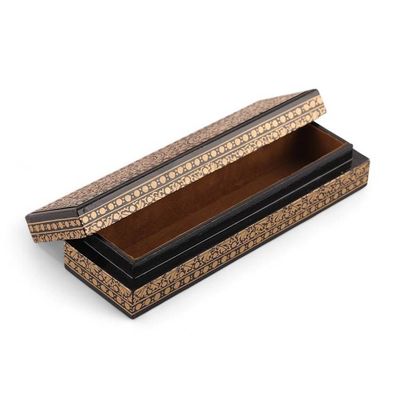 Alternate image for Large Papier Mache Wood Decorative Box with Leaf Designs Evening Vine