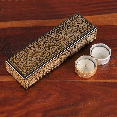 Alternate image for Large Papier Mache Wood Decorative Box with Leaf Designs Evening Vine