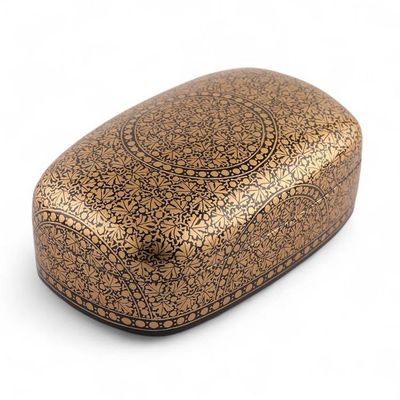 Alternate image for Golden Black-Hued Papier Mache Wood Leaf Decorative Box Twilight Vine