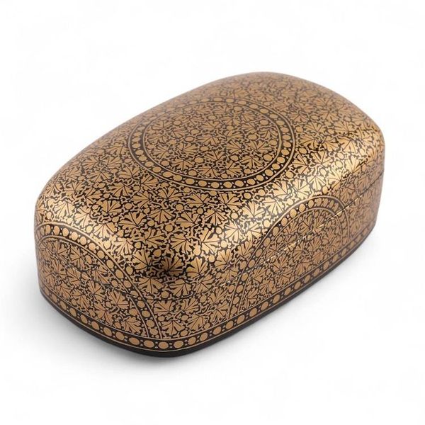 Alternate image for Golden Black-Hued Papier Mache Wood Leaf Decorative Box Twilight Vine