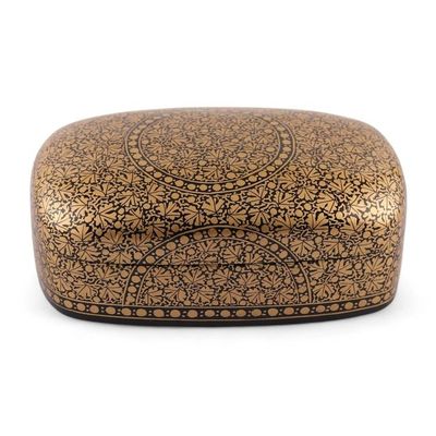 Alternate image for Golden Black-Hued Papier Mache Wood Leaf Decorative Box Twilight Vine