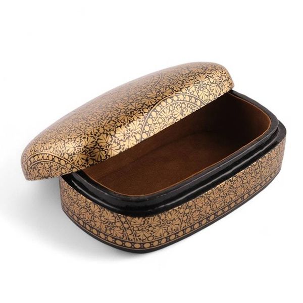 Alternate image for Golden Black-Hued Papier Mache Wood Leaf Decorative Box Twilight Vine