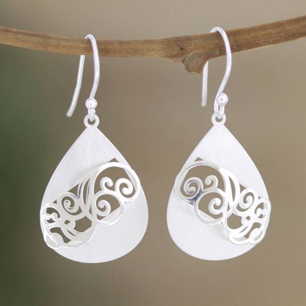 Alternate image for Sterling Silver Dangle Earrings Designed by Hema in India Luxurious Charm