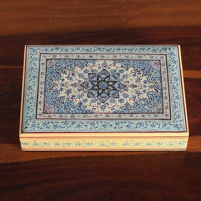 Primary image for Folk Art Floral Weeping Willow Wood Decorative Box in Blue Nocturnal Petals