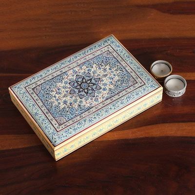 Alternate image for Folk Art Floral Weeping Willow Wood Decorative Box in Blue Nocturnal Petals