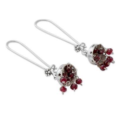 Alternate image for Sterling Silver and Garnet Jhumki Earrings from India Bride of India