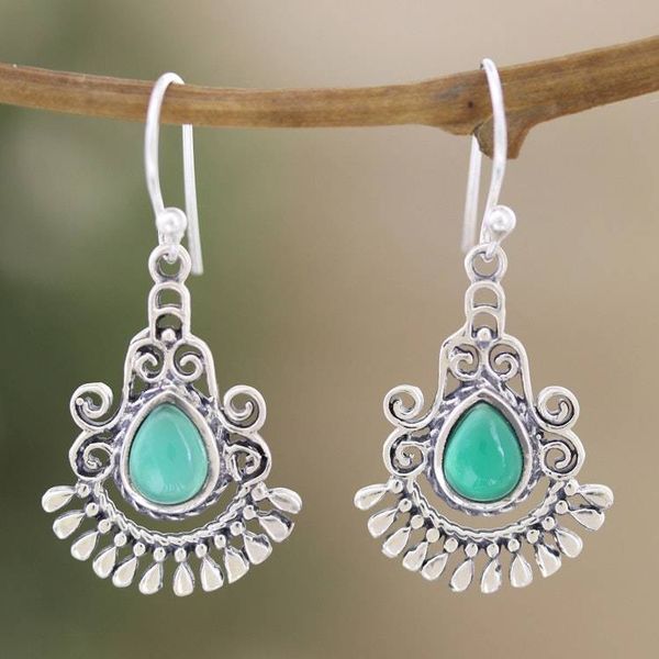 Alternate image for Green Onyx Chandelier Earrings Crafted from Sterling Silver Memories of the Wise