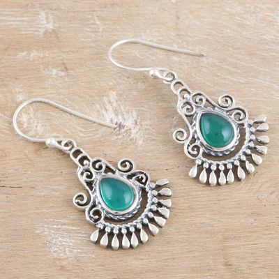 Alternate image for Green Onyx Chandelier Earrings Crafted from Sterling Silver Memories of the Wise